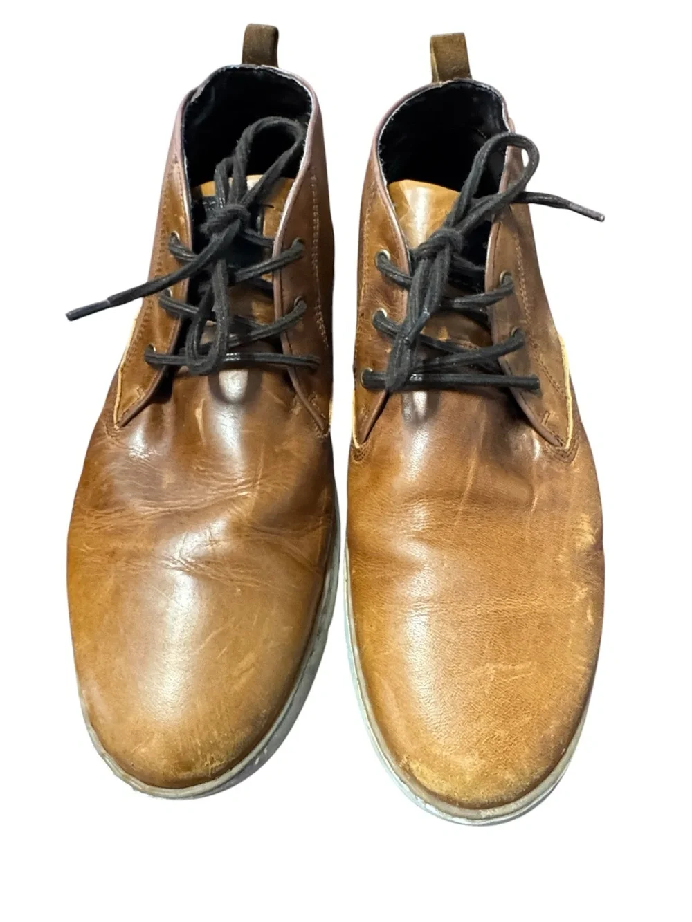 Bull Boxer High End Men's 13 Tan Leather Casual Chukka Boots Lace-Up Shoes